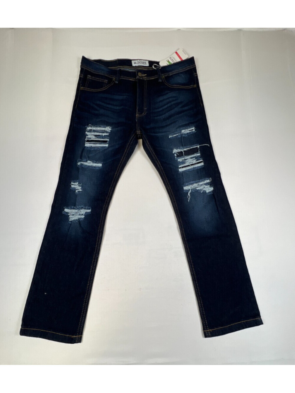 Lacoste Men Size 32x28  Dark Wash Distressed Denim Jeans NWT